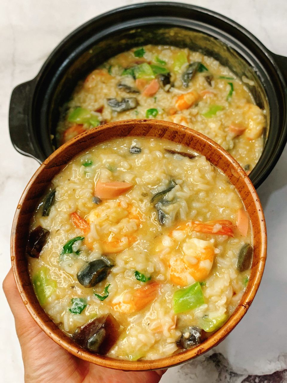 皮蛋鲜虾粥